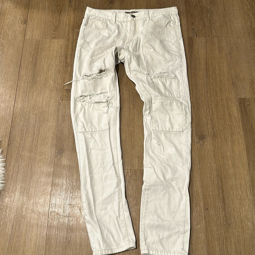 Crysp Denim Patch Distressed Denim White Size 32